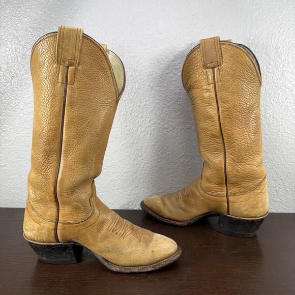 Olathe Western Cowboy Boots Men’s Size 7 C Tan Leather 4056 main image 6